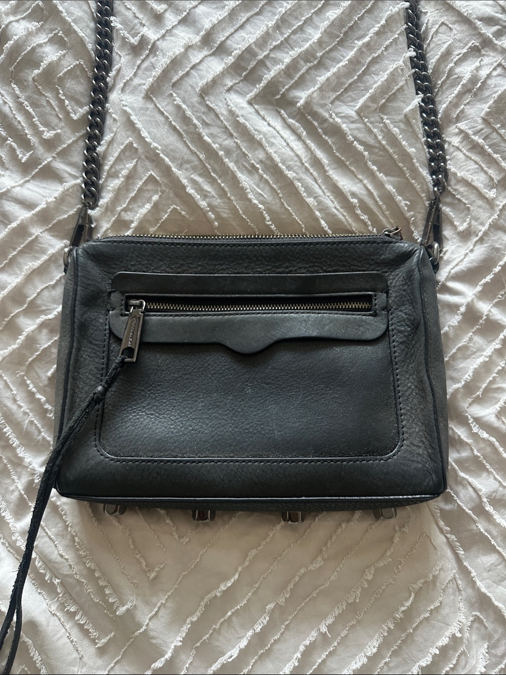Rebecca Minkoff Black Leather Mini Crossbody with Chain Strap